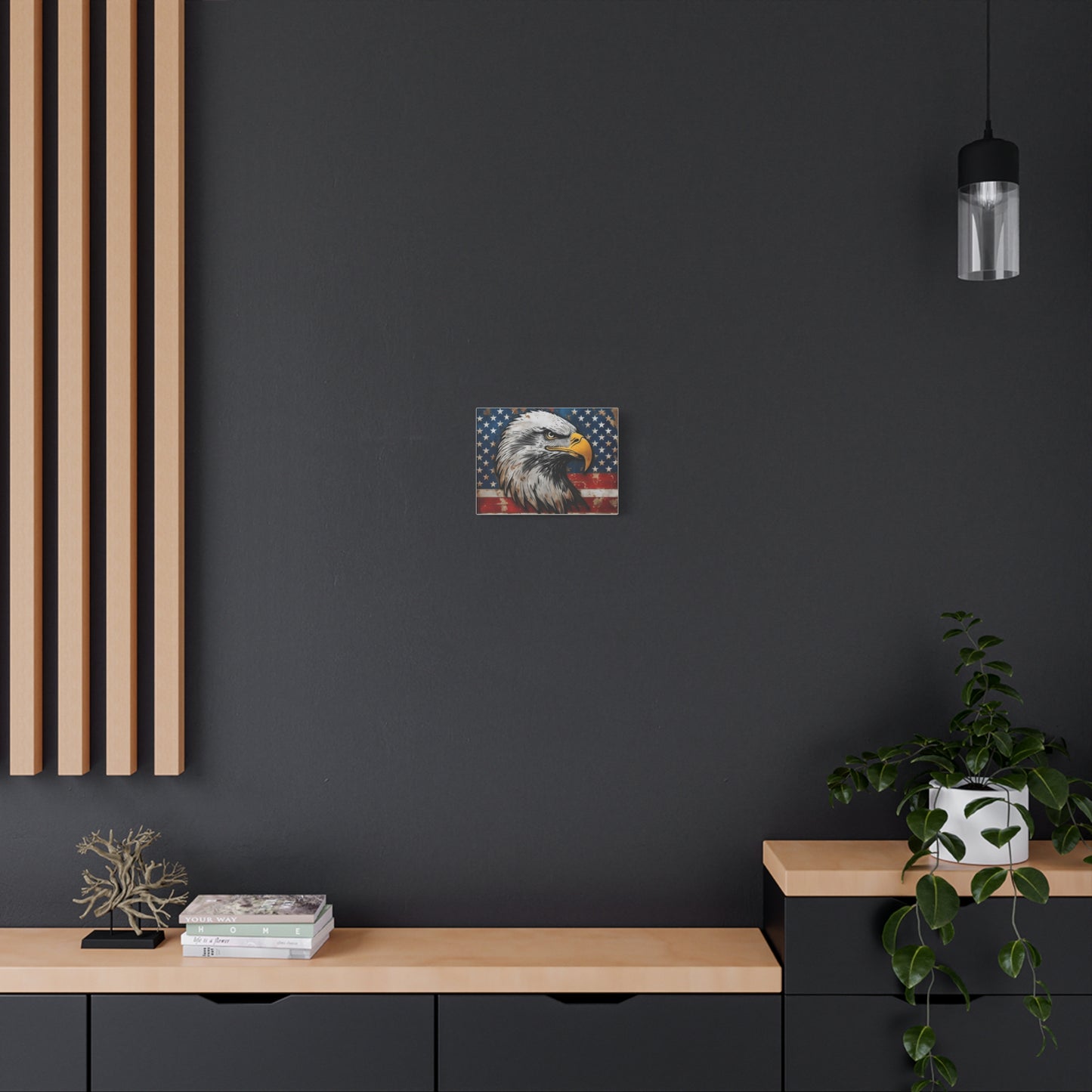 Tablou pe pânză Weathered Glory – Decor rustic de perete cu vultur pleșuv și stele