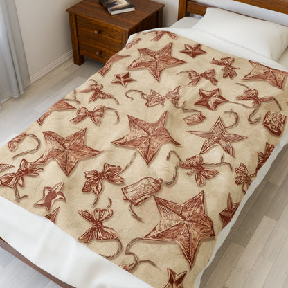 Cozy Star Embroidered Velveteen Plush Blanket