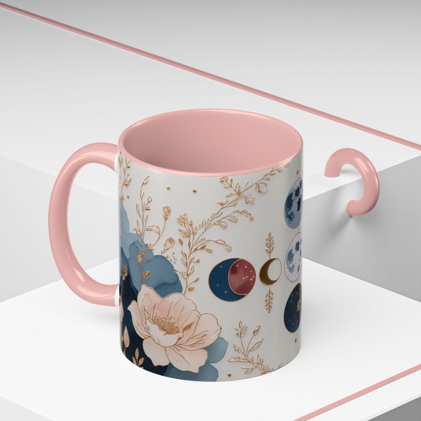 Celestial Floral Accent Coffee Mug- Mystic Moon Decor Drink-ware