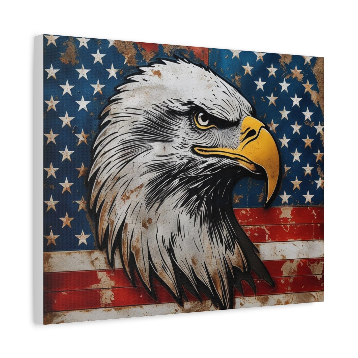 Tablou pe pânză Weathered Glory – Decor rustic de perete cu vultur pleșuv și stele