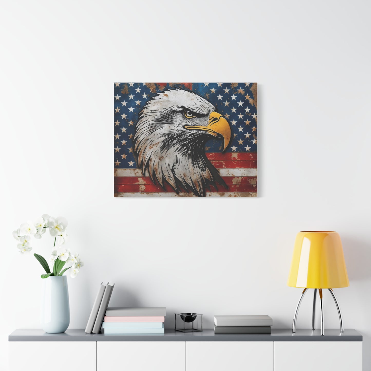 Tablou pe pânză Weathered Glory – Decor rustic de perete cu vultur pleșuv și stele