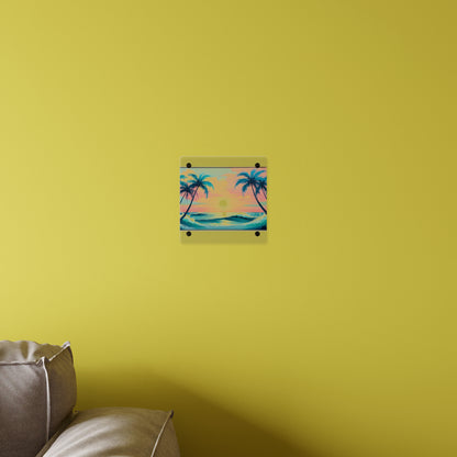 Palm Wave Paradise – Beach Sunset Acrylic Wall Panel