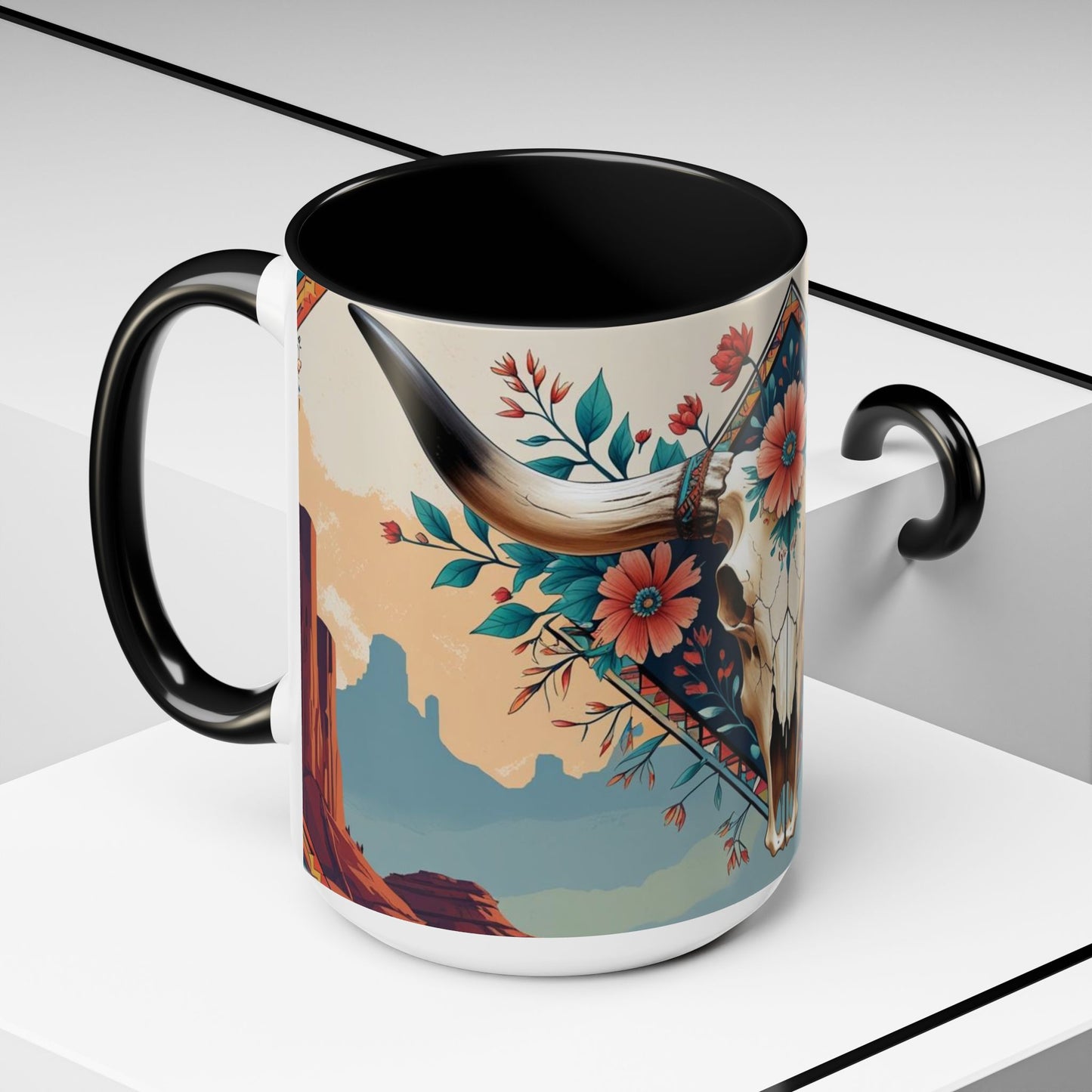Bohemian Skull Coffee Mug, Unique Western Skull Gift