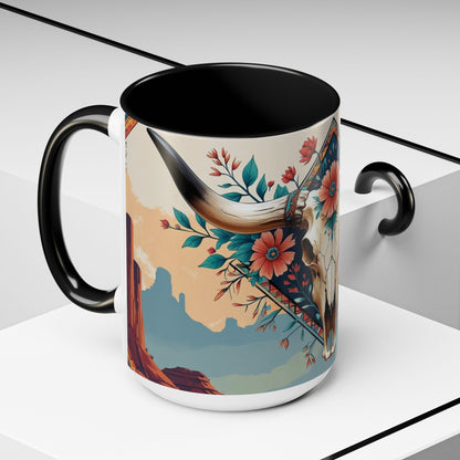 Bohemian Skull Coffee Mug, Unique Western Skull Gift