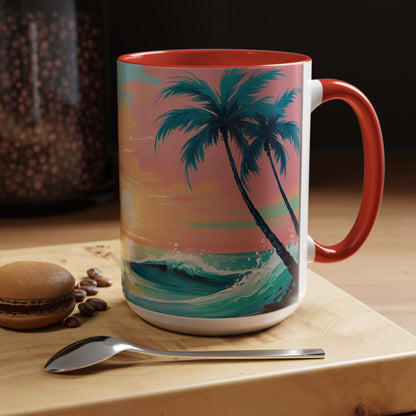 Coffee Mug, Tropical Sunset Beach Lover Gift, Vibrant Ceramic Ocean Theme Drinkware