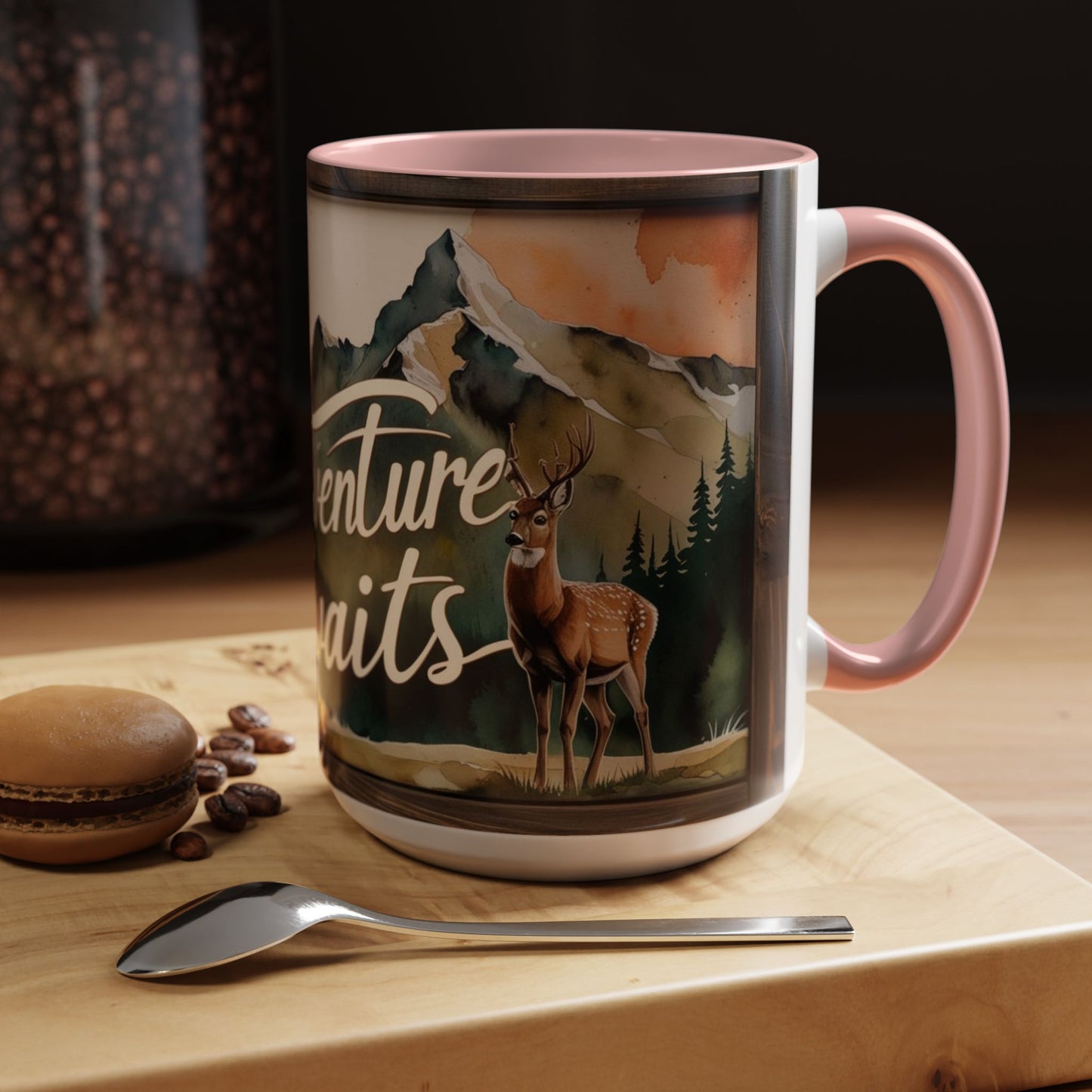 Adventure Awaits Accent Coffee Mug - Nature Lover Travel Gift