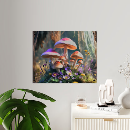 Zână de pădure cu ciuperci – Tablou acrilic rustic cu pădure
