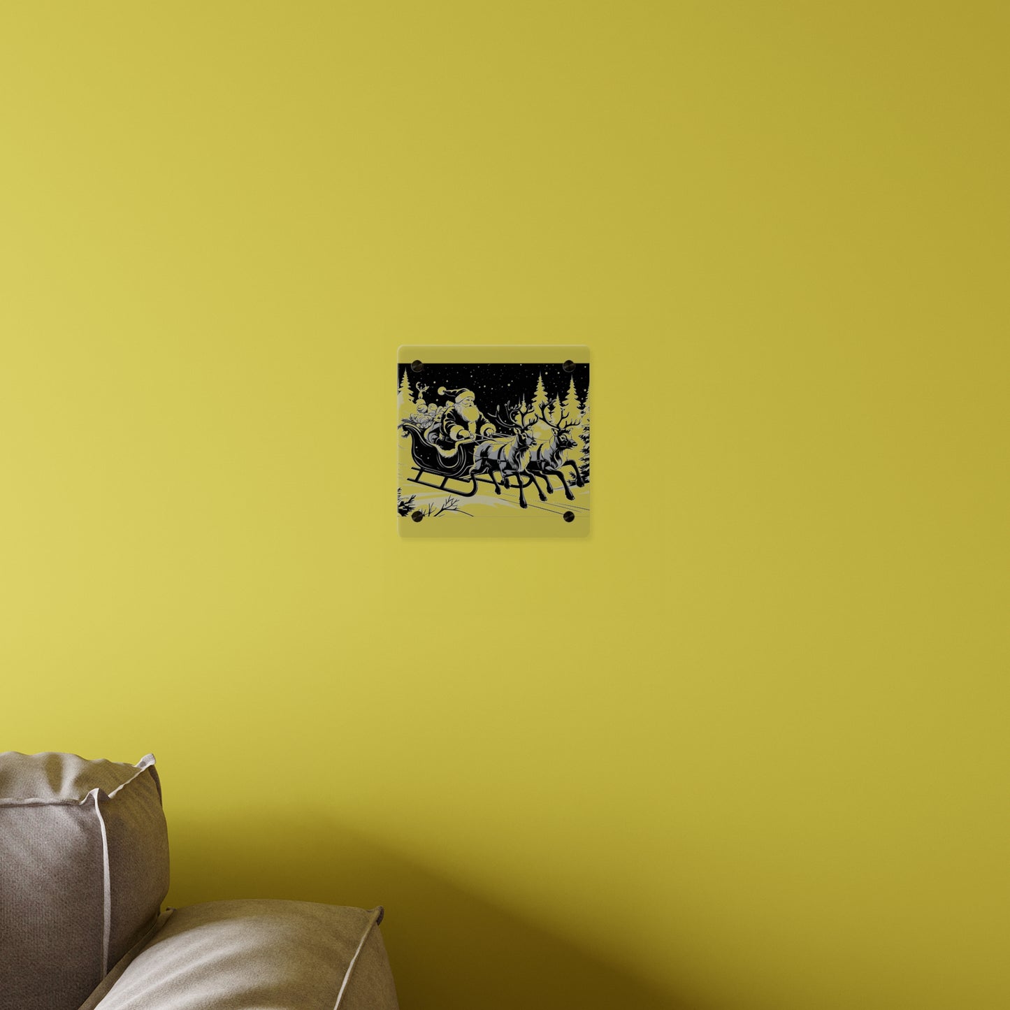 Santa's Sleigh Night Sky - Acrylic Wall Art Panel