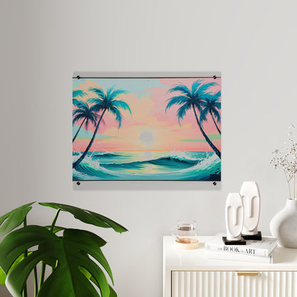 Palm Wave Paradise – Beach Sunset Acrylic Wall Panel