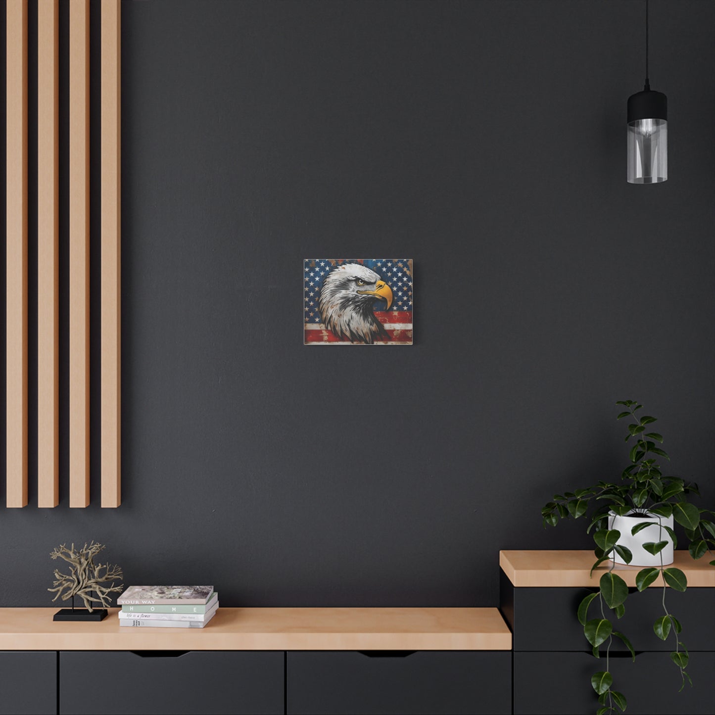 Tablou pe pânză Weathered Glory – Decor rustic de perete cu vultur pleșuv și stele