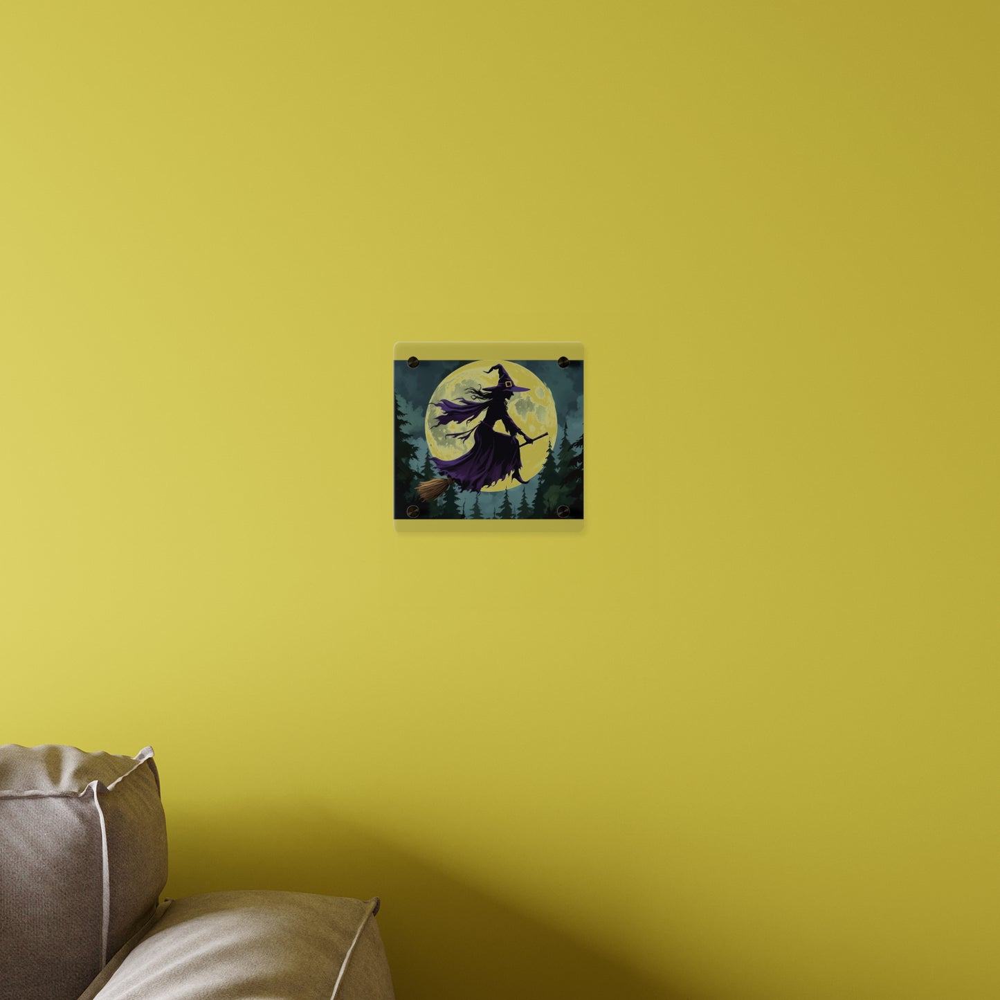 Acrylic Wall Art Panels - Witch and Moon Decor, Perfect for Halloween