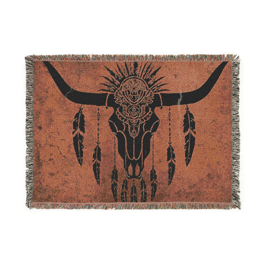 Bohemian Woven Blanket with Tribal Design