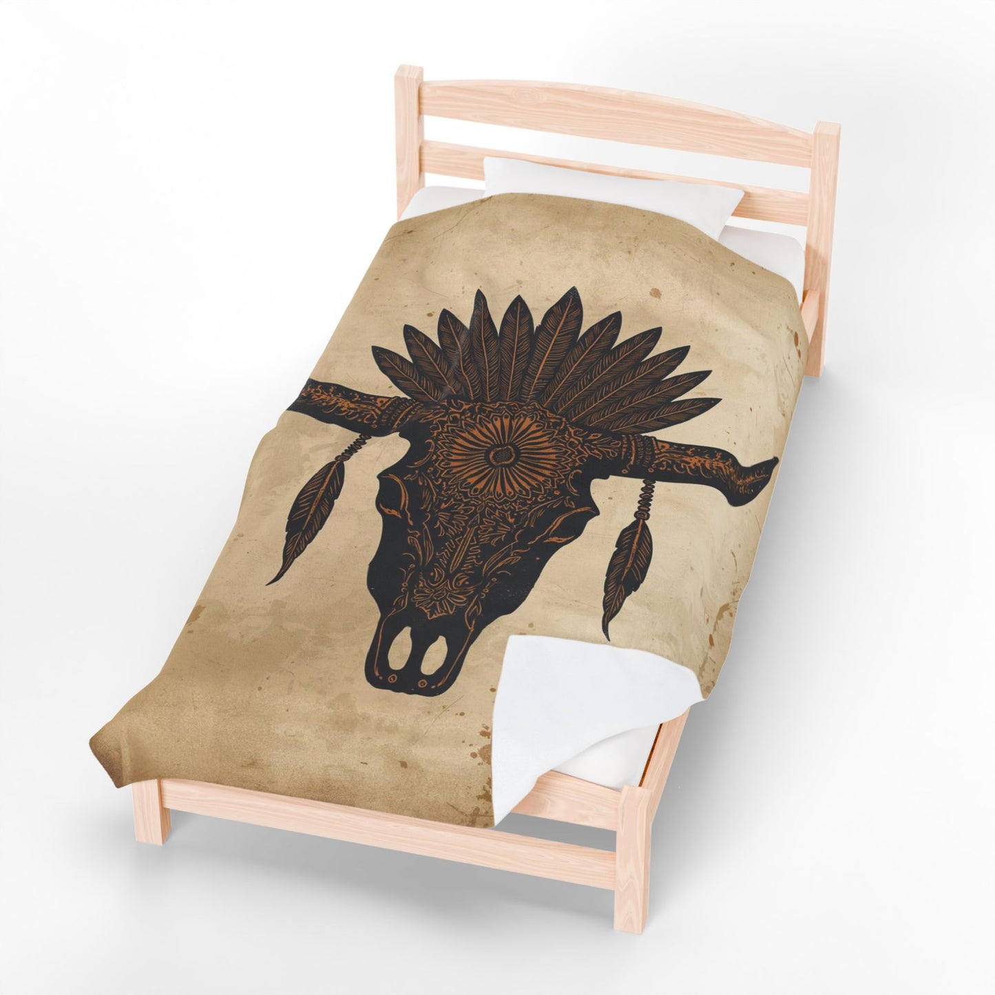 Bohemian Cow Skull Velveteen Plush Blanket