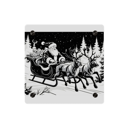 Santa's Sleigh Night Sky - Acrylic Wall Art Panel