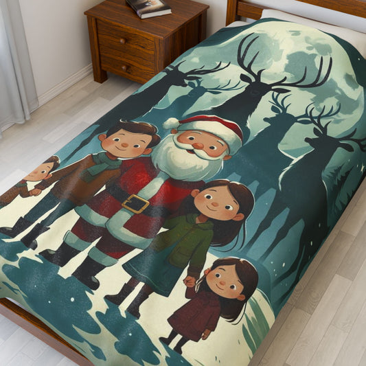 Cozy Family Christmas Velveteen Plush Blanket
