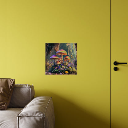 Zână de pădure cu ciuperci – Tablou acrilic rustic cu pădure
