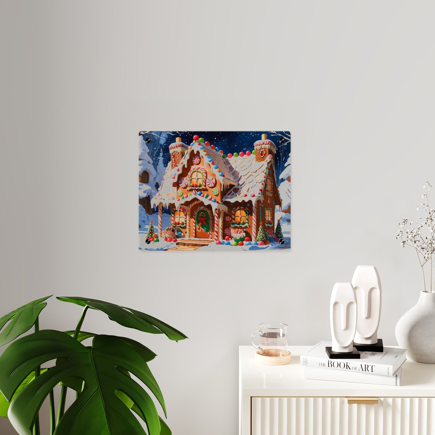 Festive Gingerbread House Acrylic Wall Art – Christmas Holiday Décor