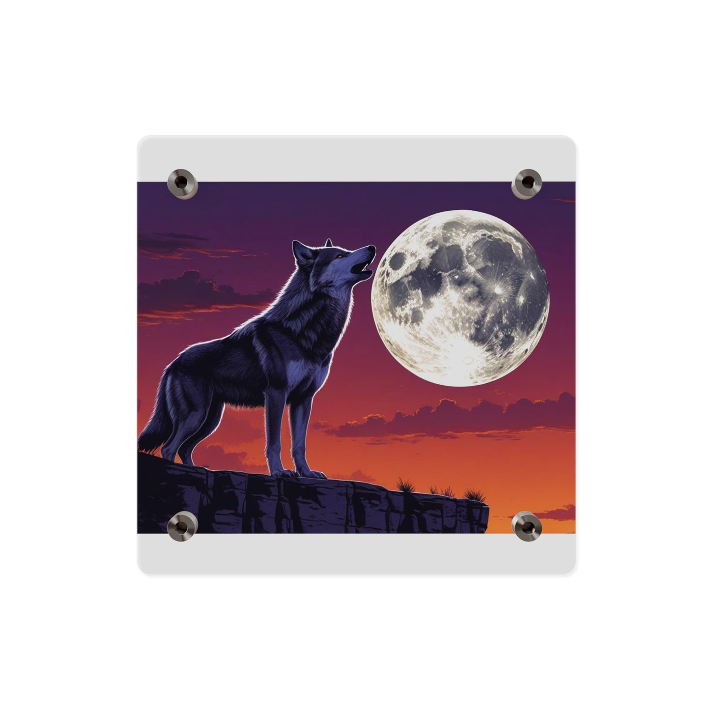 Moonlit Wolf Acrylic Wall Art Panels