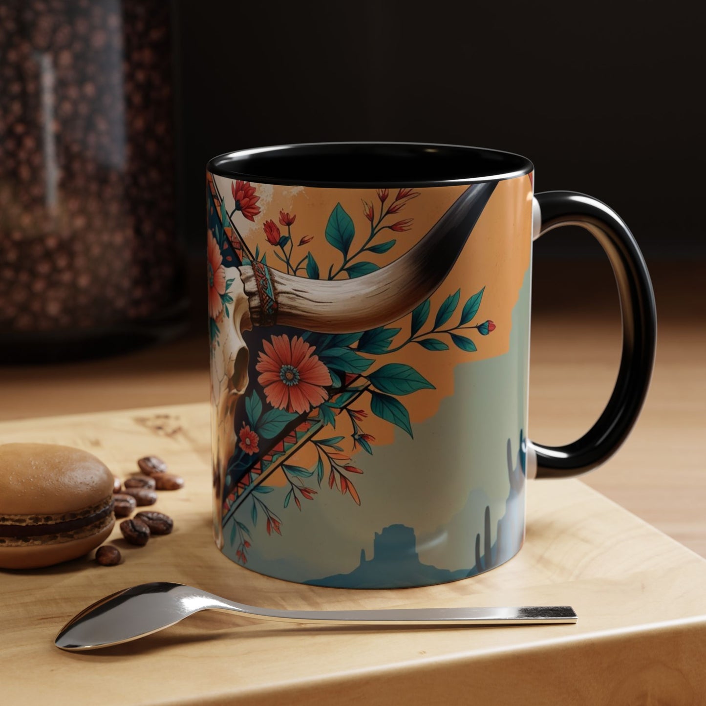 Bohemian Skull Coffee Mug, Unique Western Skull Gift