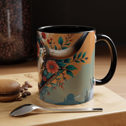 Bohemian Skull Coffee Mug, Unique Western Skull Gift