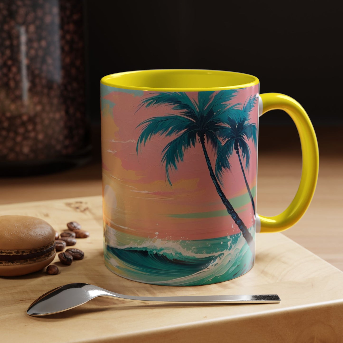 Coffee Mug, Tropical Sunset Beach Lover Gift, Vibrant Ceramic Ocean Theme Drinkware