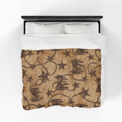 Cozy Western-Themed Velveteen Plush Blanket