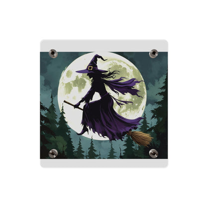 Acrylic Wall Art Panels - Witch and Moon Decor, Perfect for Halloween