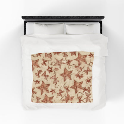 Cozy Star Embroidered Velveteen Plush Blanket