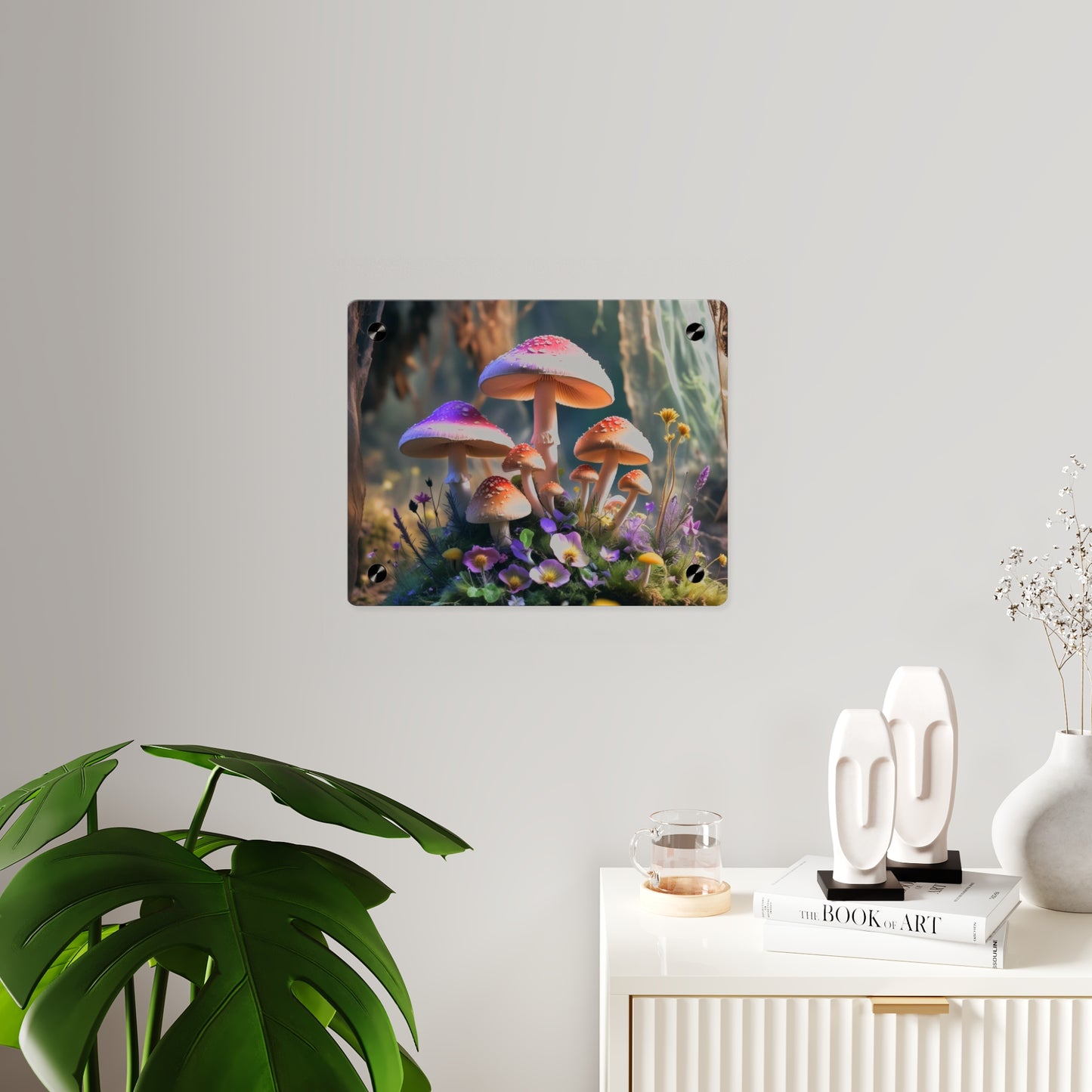 Zână de pădure cu ciuperci – Tablou acrilic rustic cu pădure