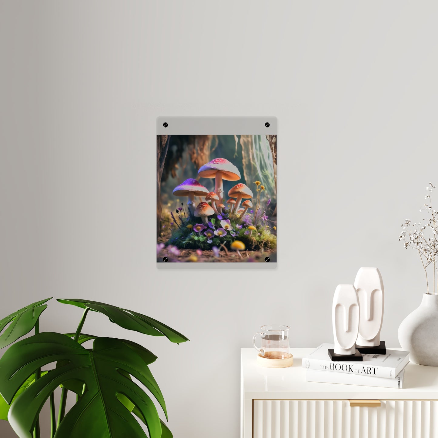 Zână de pădure cu ciuperci – Tablou acrilic rustic cu pădure