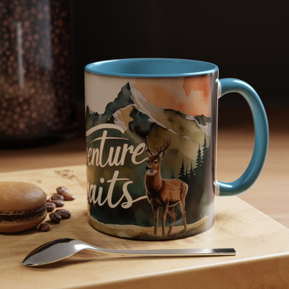 Adventure Awaits Accent Coffee Mug - Nature Lover Travel Gift