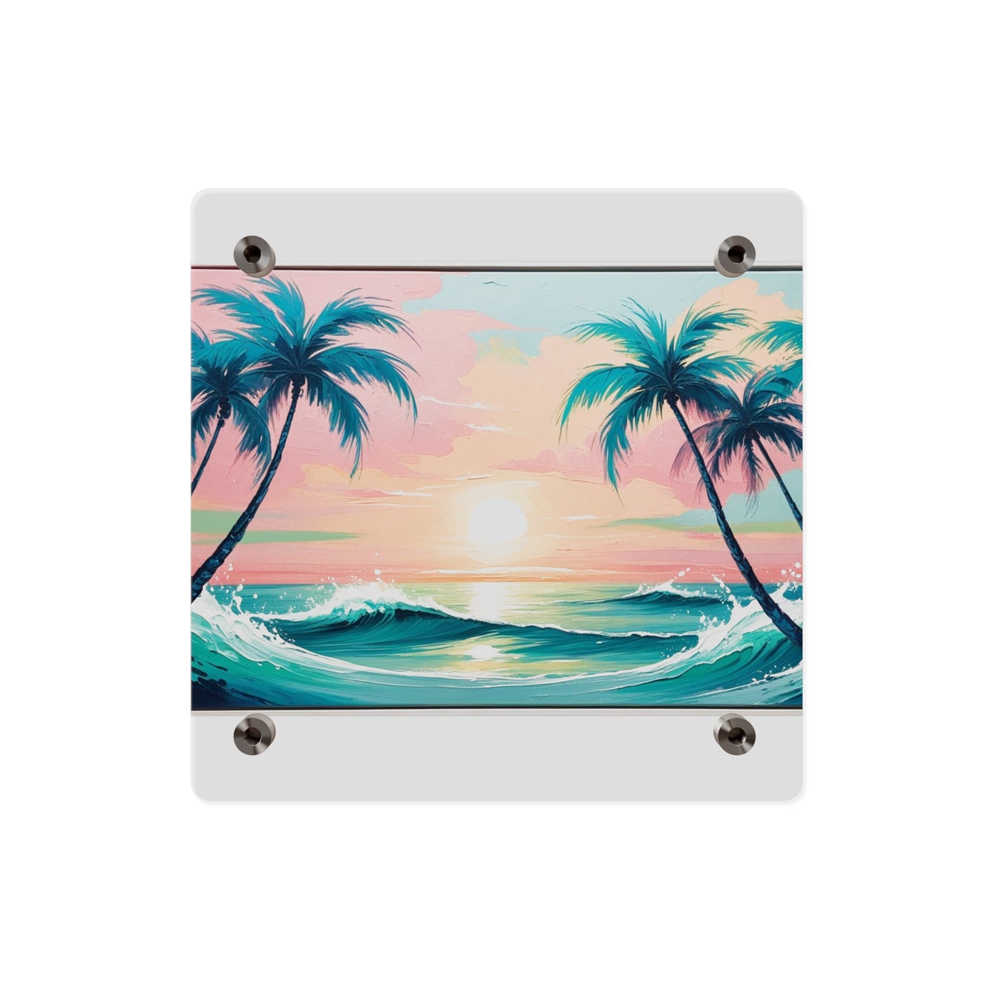 Palm Wave Paradise – Beach Sunset Acrylic Wall Panel