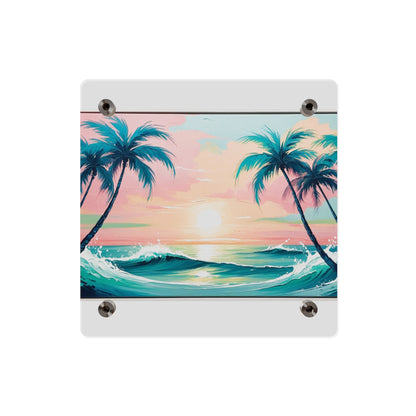 Palm Wave Paradise – Beach Sunset Acrylic Wall Panel