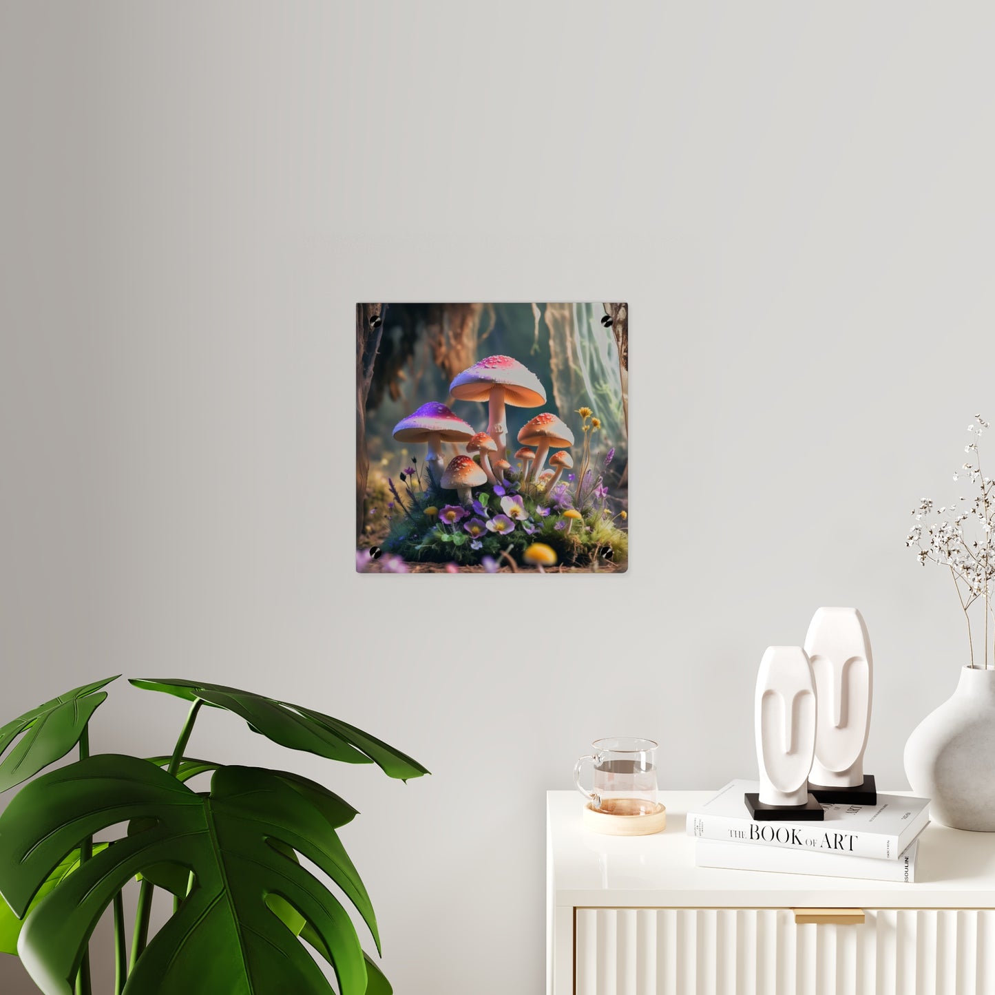 Zână de pădure cu ciuperci – Tablou acrilic rustic cu pădure