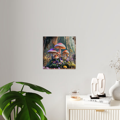 Zână de pădure cu ciuperci – Tablou acrilic rustic cu pădure