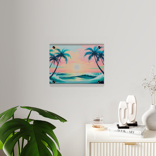 Palm Wave Paradise – Beach Sunset Acrylic Wall Panel