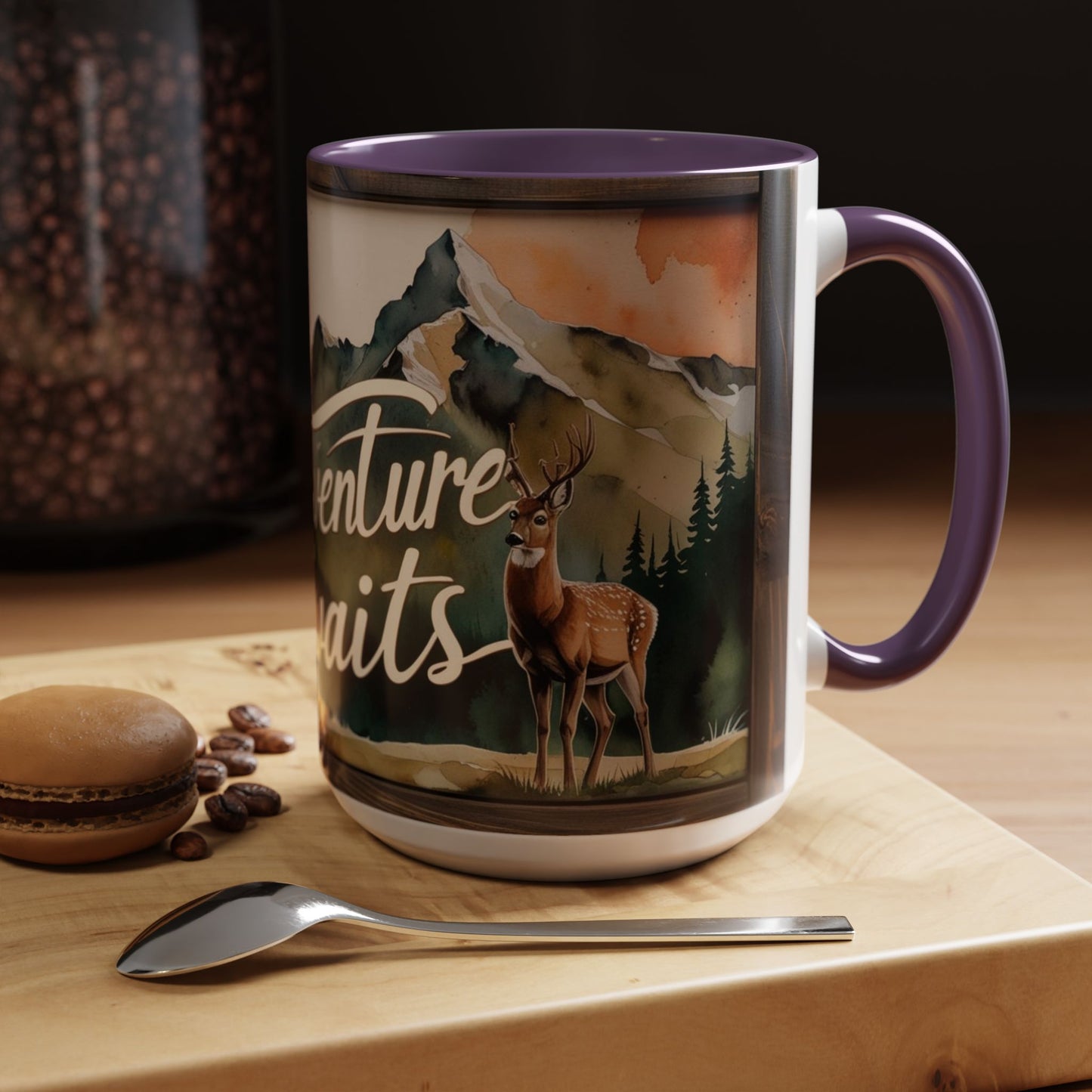 Adventure Awaits Accent Coffee Mug - Nature Lover Travel Gift