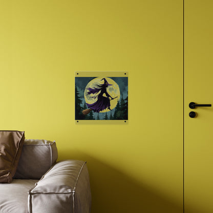Acrylic Wall Art Panels - Witch and Moon Decor, Perfect for Halloween