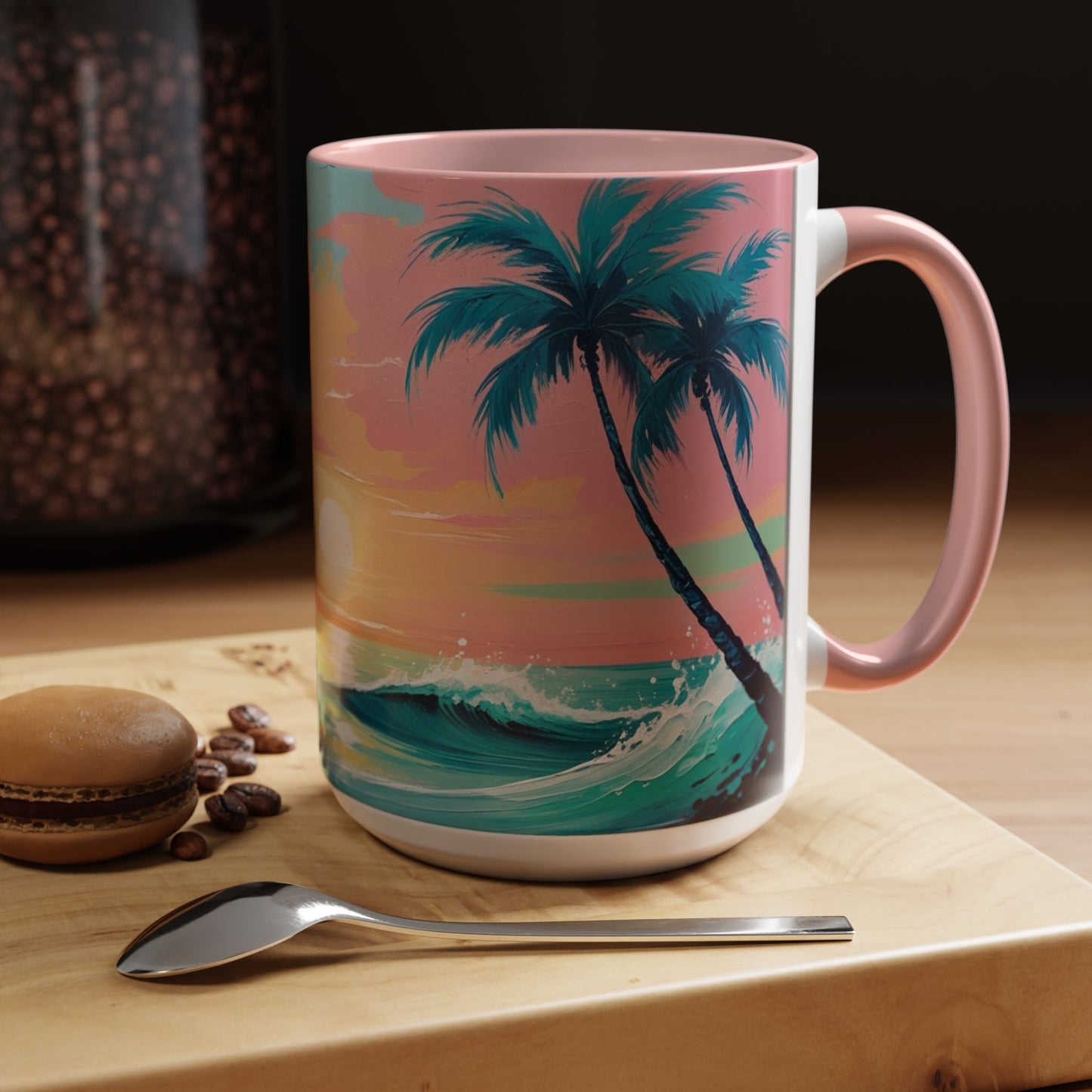 Coffee Mug, Tropical Sunset Beach Lover Gift, Vibrant Ceramic Ocean Theme Drinkware