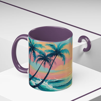 Coffee Mug, Tropical Sunset Beach Lover Gift, Vibrant Ceramic Ocean Theme Drinkware