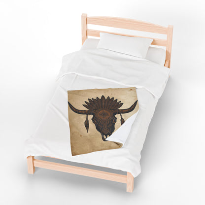 Bohemian Cow Skull Velveteen Plush Blanket