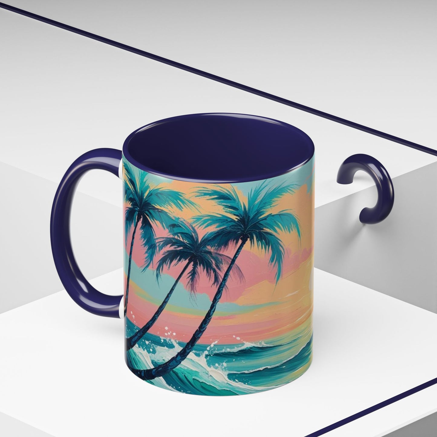 Coffee Mug, Tropical Sunset Beach Lover Gift, Vibrant Ceramic Ocean Theme Drinkware