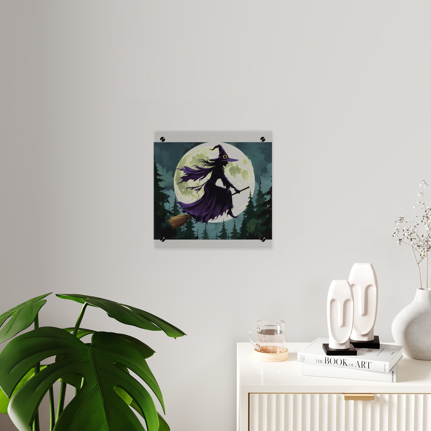 Acrylic Wall Art Panels - Witch and Moon Decor, Perfect for Halloween