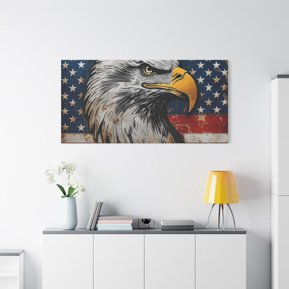 Tablou pe pânză Weathered Glory – Decor rustic de perete cu vultur pleșuv și stele