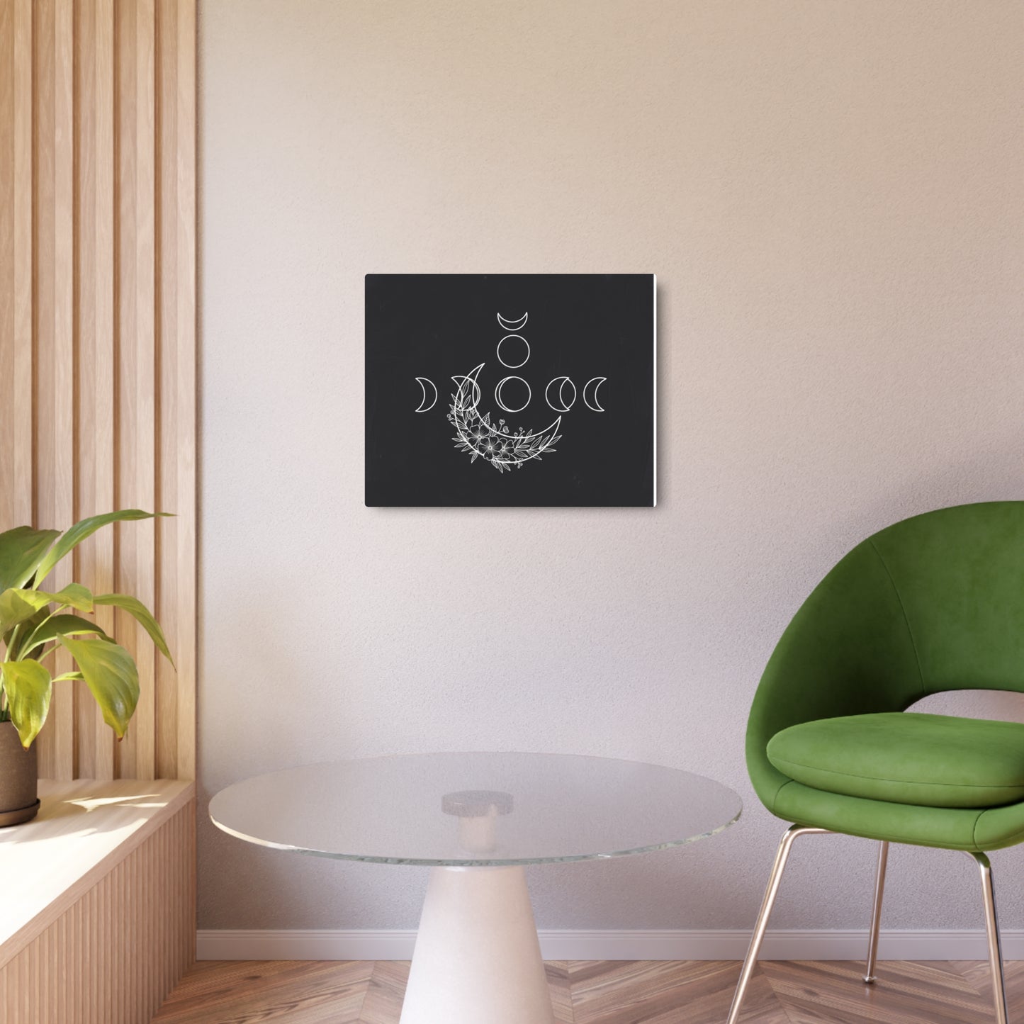 Botanical Moon Phase Wall Art – Metal Boho Accent Piece