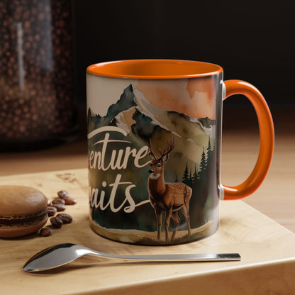 Adventure Awaits Accent Coffee Mug - Nature Lover Travel Gift