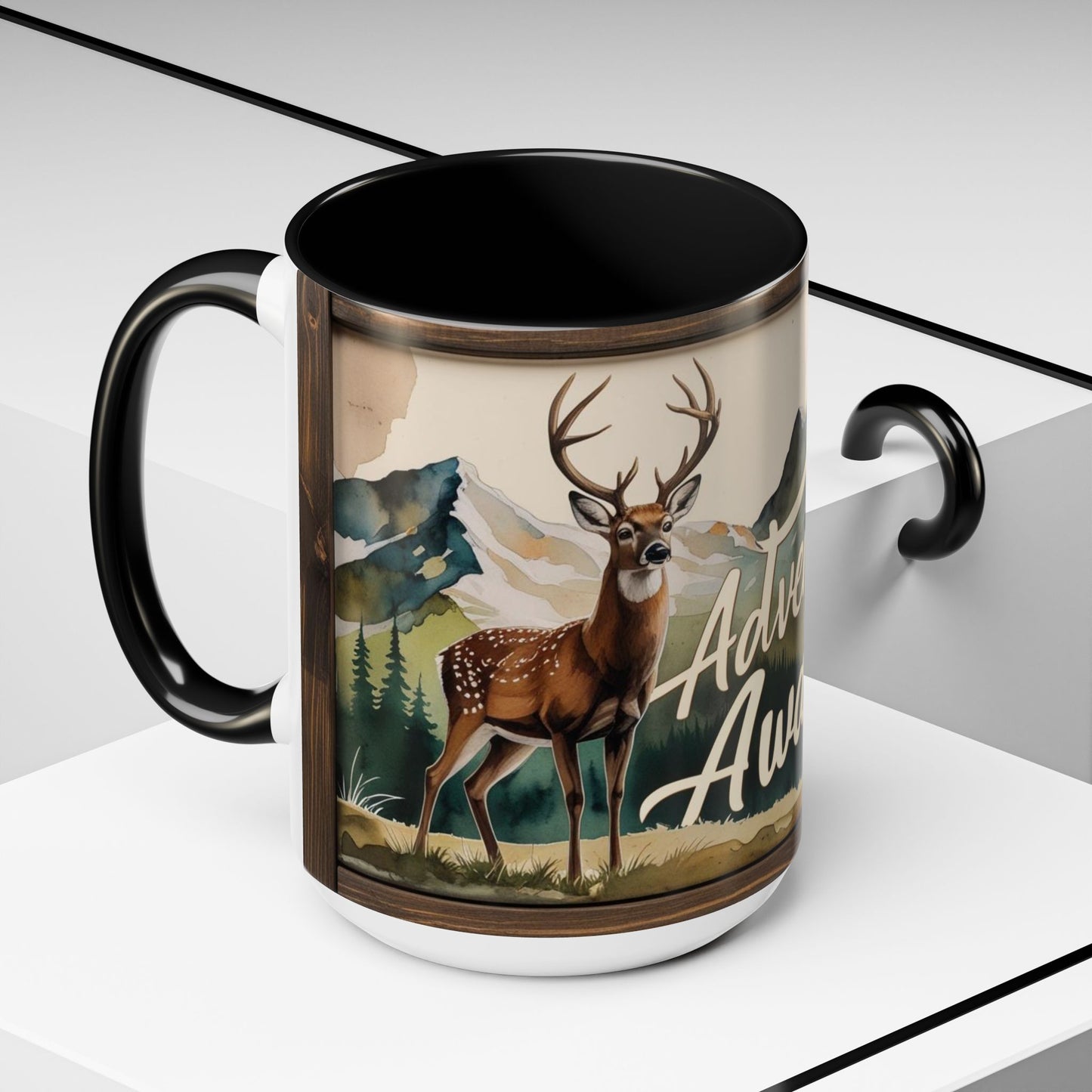 Adventure Awaits Accent Coffee Mug - Nature Lover Travel Gift