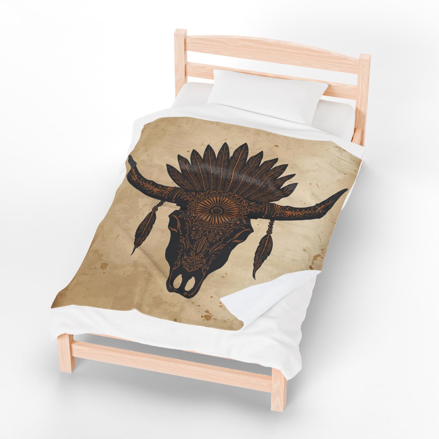 Bohemian Cow Skull Velveteen Plush Blanket