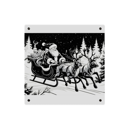Santa's Sleigh Night Sky - Acrylic Wall Art Panel