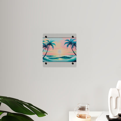 Palm Wave Paradise – Beach Sunset Acrylic Wall Panel
